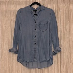 Blue jean button up top